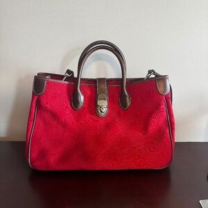 Dooney & Bourke Crimson Tote with Brown Trim